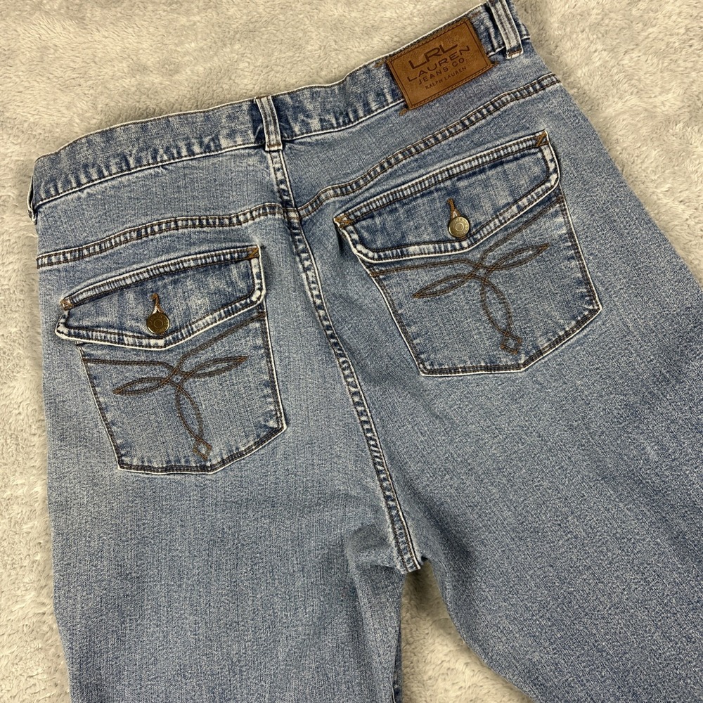 Y2K Ralph Lauren Jeans Womens 14 Blue Classic Bootcut Denim Stretch Flap Pockets